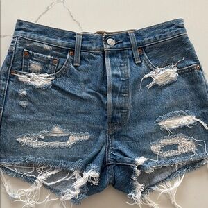 Levi's Blue Distressed Jean Shorts